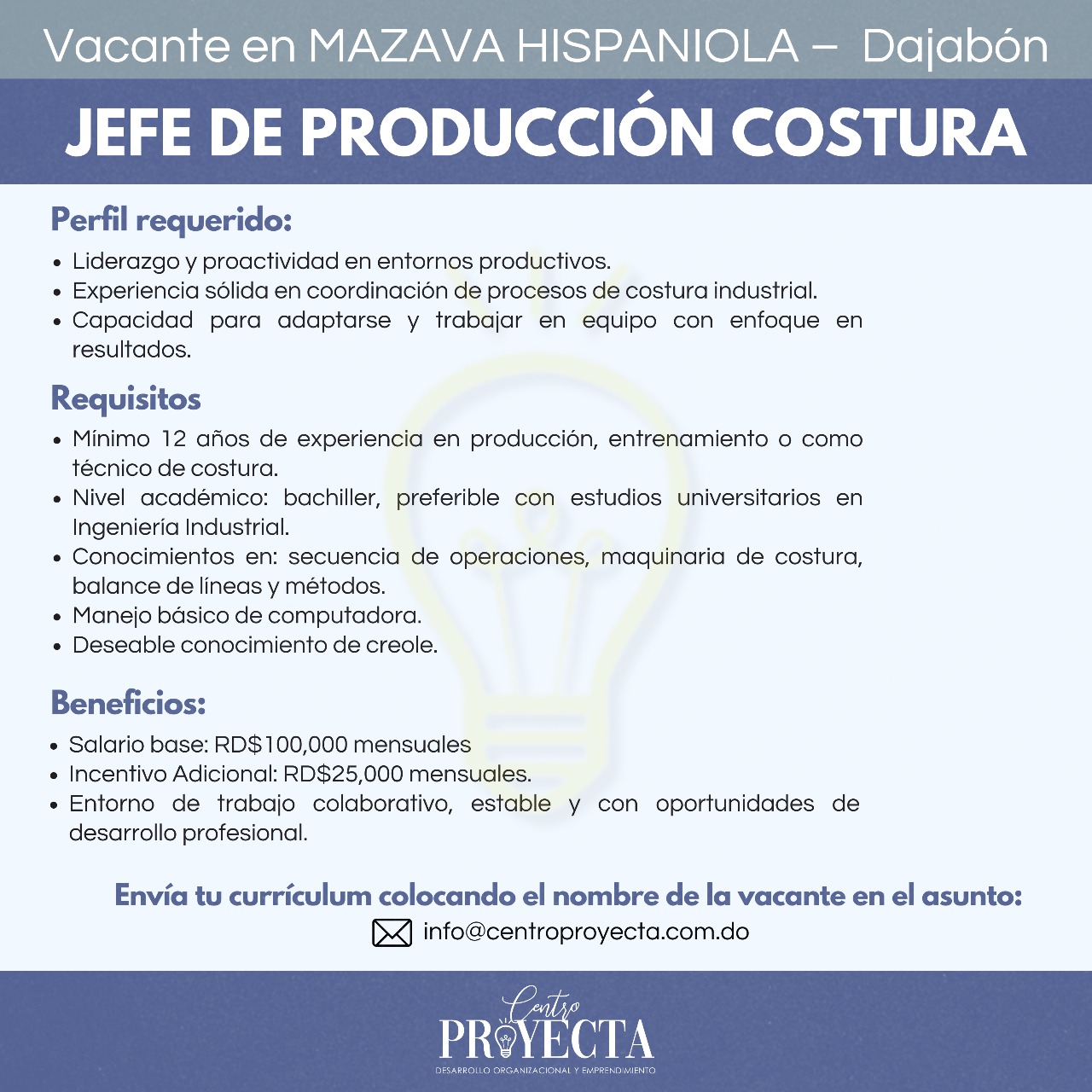 Jefe de Producción Costura