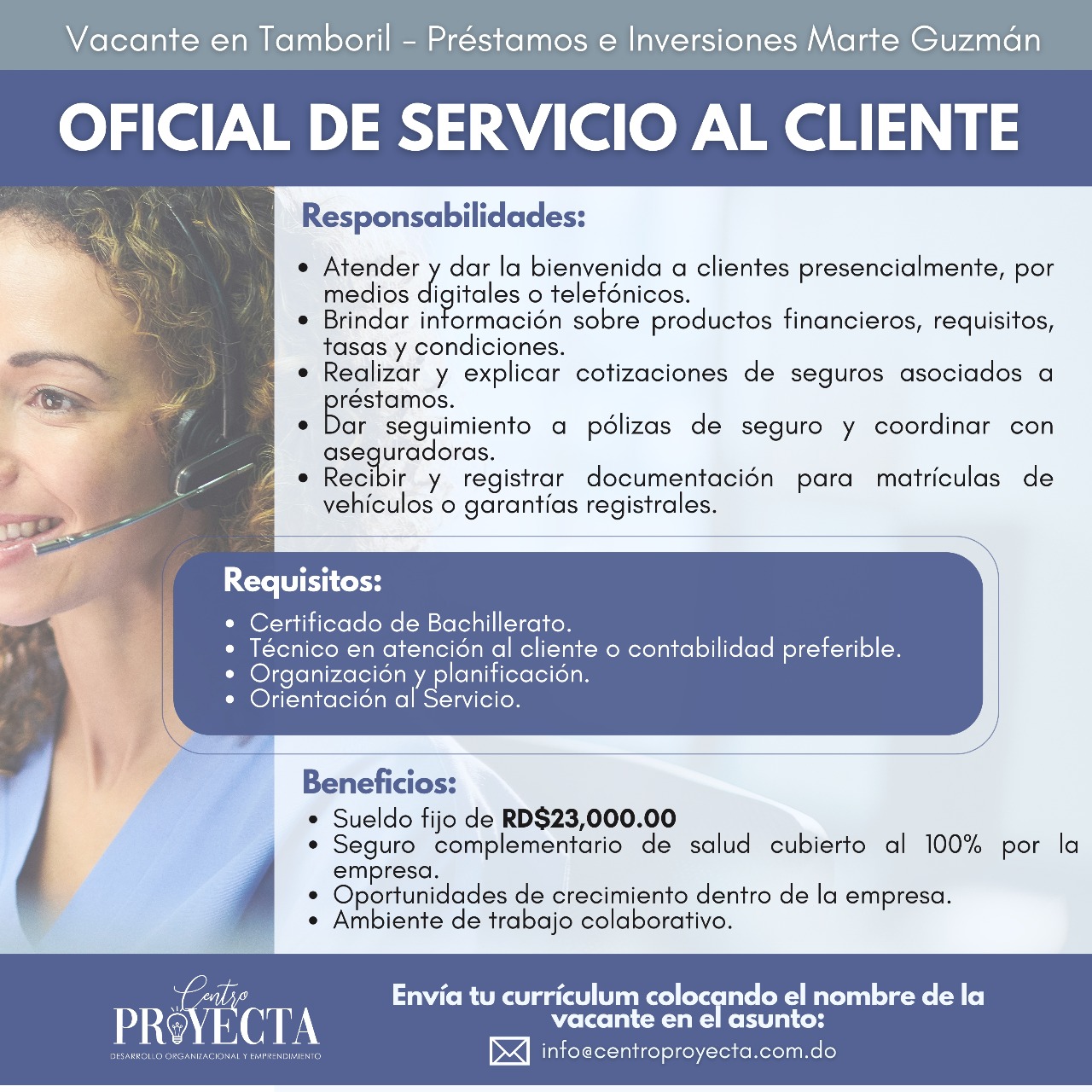 Oficial de Servicio al Cliente