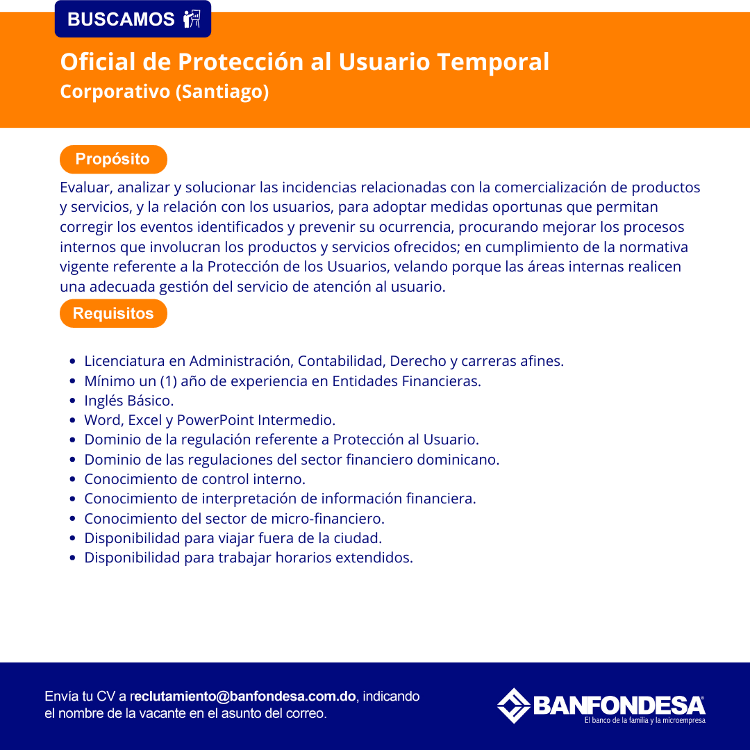 Oficial de Protección al Usuario Temporal