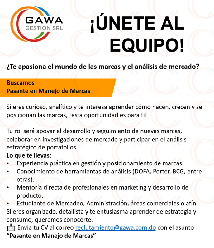 Pasante en Manejo de Marcas